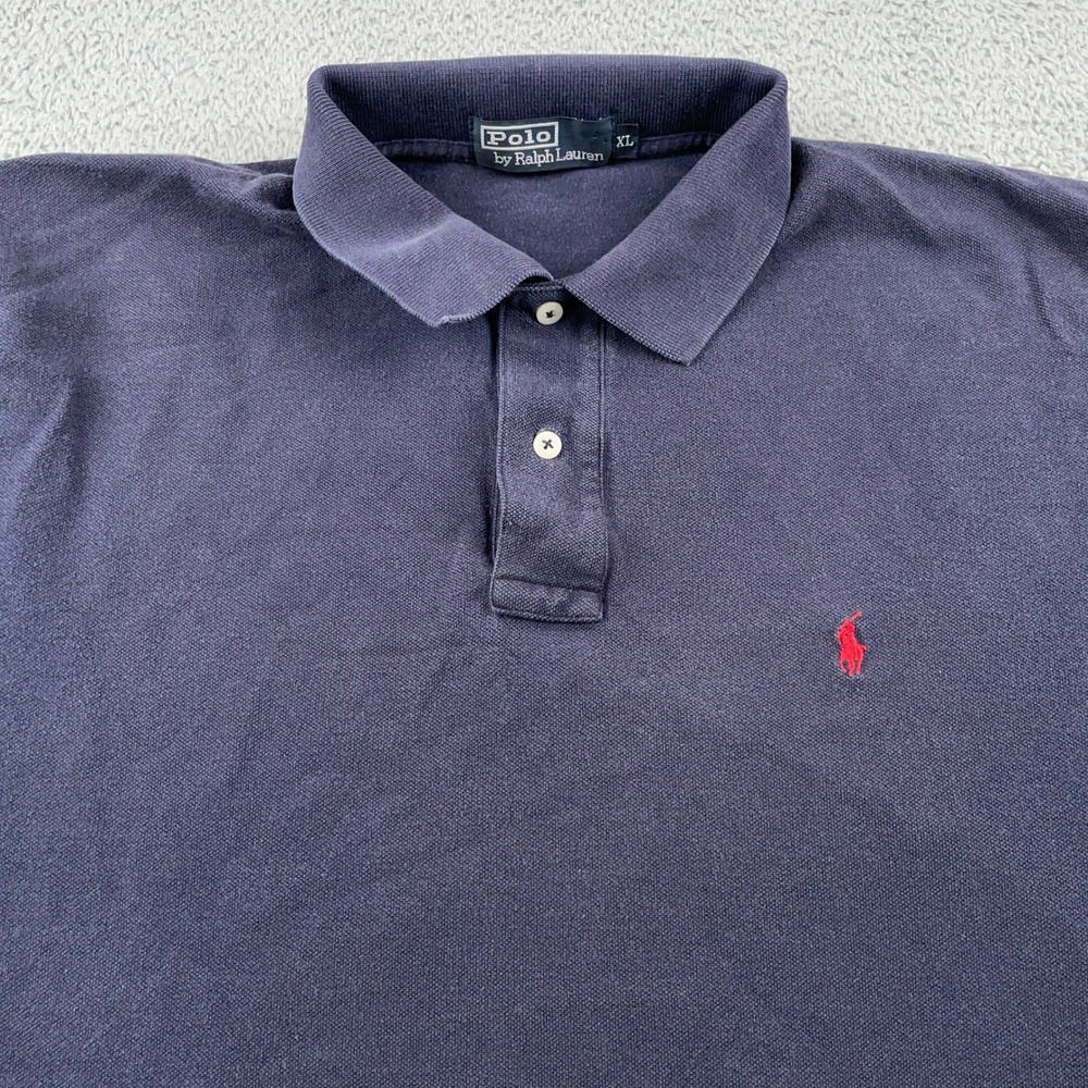 VTG Polo Ralph Lauren Shirt Mens Extra Large XL Blue Classic Pique Red Pony Logo